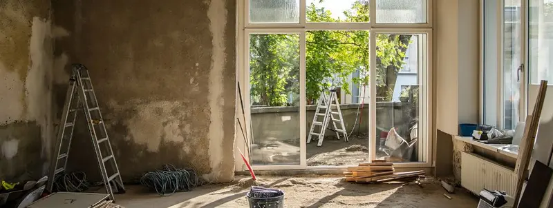 Handwerker bei Arbeiten an einer Immobilie im Allgäu
