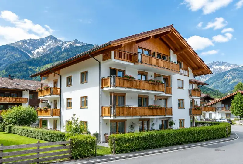 Wohnraum mit Blick in die Allgäuer Landschaft