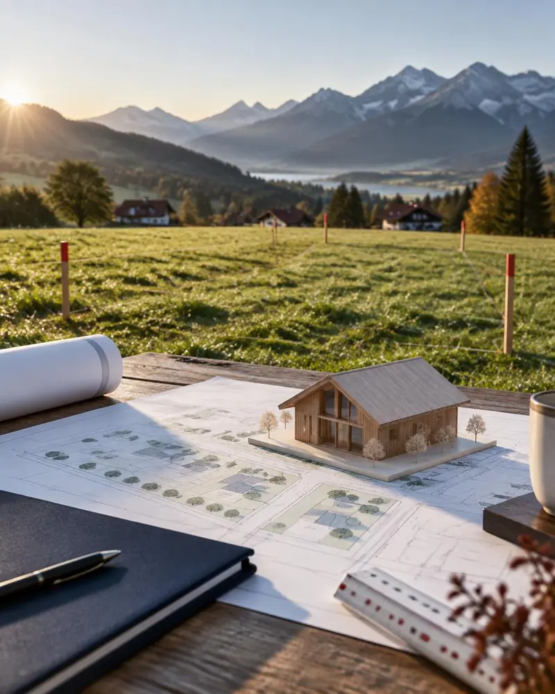 Hausmodell und Bauplanung für ein Grundstück im Allgäu